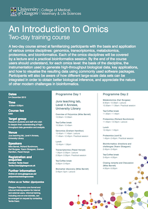 Image of the front page of the introduction to omics training course